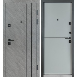 Вхідні двері квартирного типу Термо Fortezza модель №563/556 зріз каменю/сірий шифер
