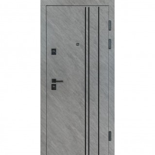 Вхідні двері квартирного типу Термо Fortezza модель №563/556 зріз каменю/сірий шифер