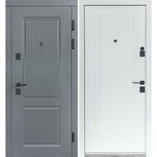 Вхідні двері квартирного типу Термо Статус (квадро) мод. №269/263 Хром/Білий матовий