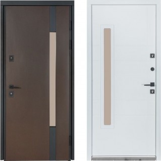 Вхідні двері вуличного типу Термо House мод. №705/431 венге темний/білий атласний