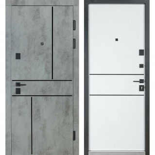 Дверь входная квартирного типа Ультра мод. №557/558 оксид темный/белый матовый гладкий