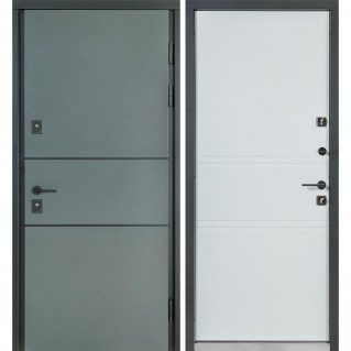 Вхідні двері вуличного типу Cottage мод. №703/237 metalic grey/білий атласний