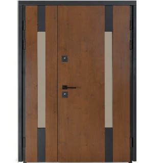 Вхідні двері вуличного типу Термо House 1200 мод. №706/431 дуб бронза/білий атласний