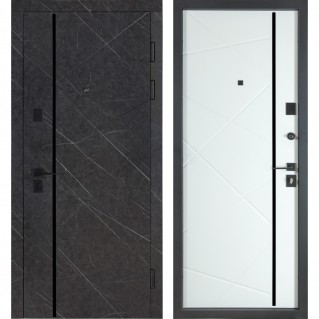 Двері вхідні квартирного типу Ультра (квадро) Kale мод. №542 мармур графіт/білий супермат