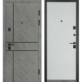 Вхідні двері квартирного типу Ультра мод. №540/249 зріз каменю/білий матовий гладкий гладкий