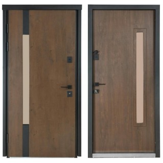 Вхідні двері вуличного типу Термо House мод. №705/428 дуб бронза/горіх натуральний