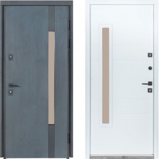 Вхідні двері вуличного типу Термо House мод. №705/431 темний антрацит/білий атласний