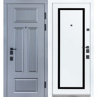 Вхідні двері квартирного типу Термо Олімп мод. №575/568 оксид чорний/білий матовий