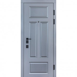 Вхідні двері квартирного типу Термо Олімп мод. №575/568 оксид чорний/білий матовий