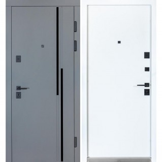 Вхідні двері квартирного типу Термо Ультра мод. №567/гладка хром/білий матовий