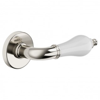 Дверная ручка Monica (467/12-ONV+P) никель/белый фарфор, на круглой розетке VIS