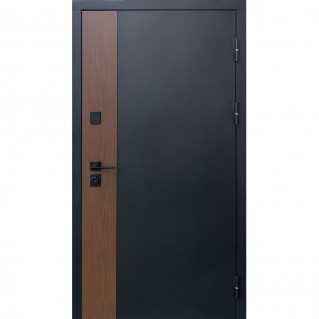 Входная уличная дверь – Premium Металл/МДФ – Модель Больнья металл 9005, декор сублимация дуб 28/МДФ белое дерево 960х2050