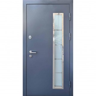 Дверь входная – Стандарт металл – Модель Афина металл/МДФ Стеклопакет антрацит 860х2050