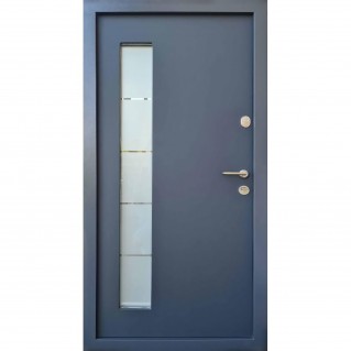 Дверь входная – Стандарт металл – Модель Афина металл/МДФ Стеклопакет антрацит 860х2050