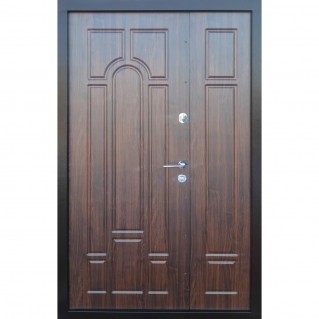 Дверь входная – Стандарт Металл/МДФ – Модель Классик медь антик/орех темный 1200х2050
