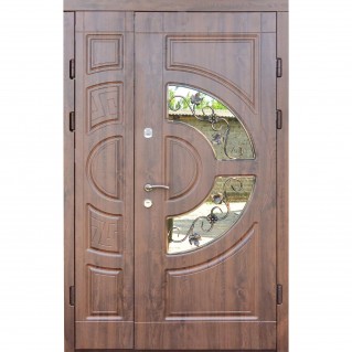 Двері вхідні – Тріо – Модель Греція дуб темний зі склом 1200х2050