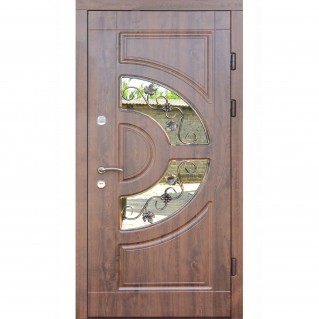 Двері вхідні – Тріо – Модель Греція дуб темний зі склом 960х2050