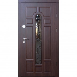 Двері вхідні – Тріо – Модель Класик горіх коньячний зі склом 960х2050