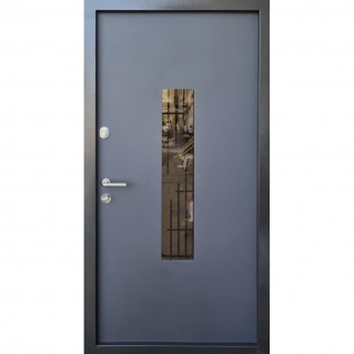 Дверь входная – Стандарт Металл/МДФ – Модель Стеклопакет + Ковка антрацит 860х2050