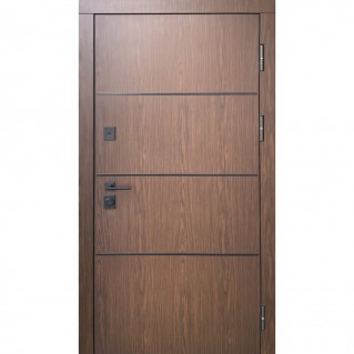 Входная уличная дверь – Термо Металл/МДФ – Модель Термо Лино дуб 92/дуб темный 960х2050
