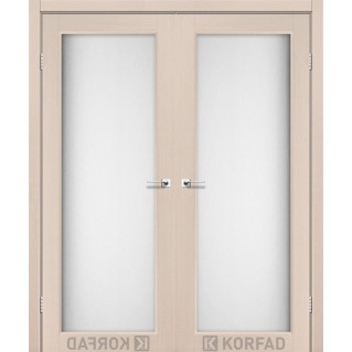 Двері міжкімнатні двостулкові Sanvito SV-01 Корфад вибілений дуб скло Сатин