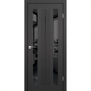 Двері міжкімнатні KORFAD Aliano AL-01 Super PET Антрацит чорне дзеркало