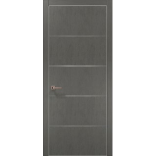 Двері міжкімнатні ПАПА КАРЛО Plato PL-02 бетон сірий алюмінієвий торець