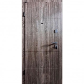 Вхідні двері вуличного типу Елегант мод. Лайн-6 дуб сірий/дуб шато