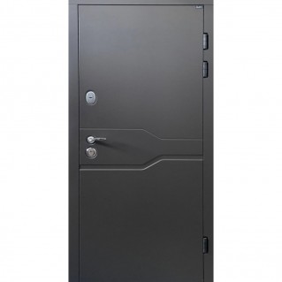 Вхідні двері вуличного типу серія Преміум модель Лозана RAL 8019/какао супермат
