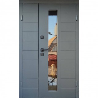 Вхідні двері вуличного типу Deluxe (Метал-МДФ) модель Кефалонія 1200 RAL 7016|Біла Шагрень