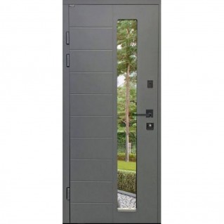 Вхідні двері вуличного типу Deluxe (Метал-МДФ) модель Кефалонія RAL 7016|Біла Шагрень