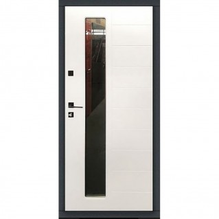 Вхідні двері вуличного типу Deluxe (Метал-МДФ) модель Кефалонія RAL 7016|Біла Шагрень