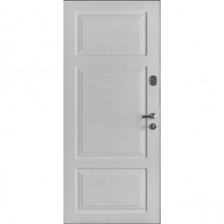 Вхідні двері вуличного типу серія Тріо модель Белфаст RAL 8019/біла текстура