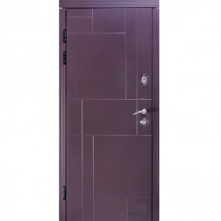 Вхідні двері вуличного типу серія Тріо модель Неаполь-2 RAL 8019/спил попелястий