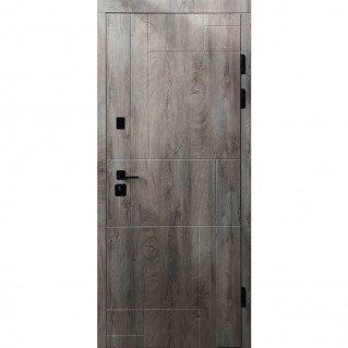 Вхідні двері квартирного типу серія Тріо модель Неаполь-2 спил попелястий