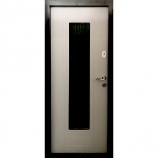 Вхідні двері вуличного типу серія Тріо модель Р-4 ковка+склопакет, RAL 7016/бетон кремовий