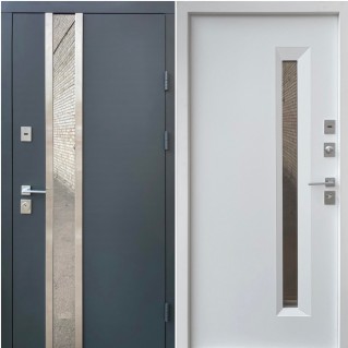 Двері вхідні вуличного типу • Стріт • Норд (антрацит / біле дерево) хром