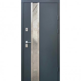 Двері вхідні вуличного типу • Стріт • Норд (антрацит / біле дерево) хром