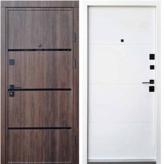 Двері вхідні квартирного типу • Ультра • Акорд Ас (дуб тютюну / біле дерево)