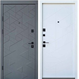Дверь входная квартирного типа • Ультра • Фрост (грифель структуры софт / белое дерево)
