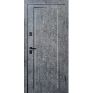 Двері вхідні квартирного типу • Ультра • Міроу (мармур темний/біле емаль + дзеркало)