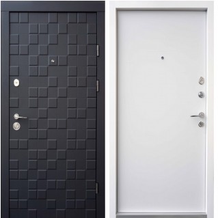 Двері вхідні квартирного типу • Ультра • Онтаріо (софт чорний/білий супермат)