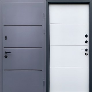 Двері вхідні вуличного типу • Форт Lama • Bay (антрацит / біле дерево)