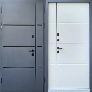 Двері вхідні вуличного типу • Форт Lama • Bay 1200 (антрацит / біле дерево)