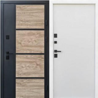 Двері вхідні вуличного типу • Стріт • Бонд (графіт пісок-дуб сонома / гладь vinorit білий)