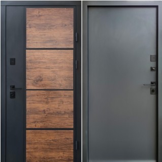 Двері вхідні вуличного типу • Стріт • Бонд (графіт пісок-темне дерево / гладь антрацит пісок