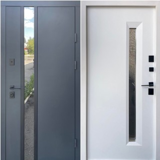 Двері вхідні вуличного типу • Стріт • Норд (антрацит / біле дерево)
