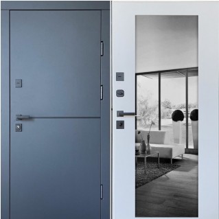 Дверь входная квартирного типа • Элит • Кристалл (антрацит / белый супермат-зеркало)