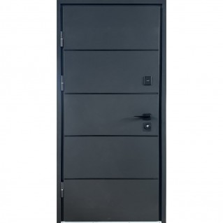 Двері вхідні вуличного типу - Комфорт - Стріт грей люкс з терморозривом (Графіт структура+ чорні алюмінієві молдинги/Графіт матовий фрезелін/Графіт матовий фрезелін)