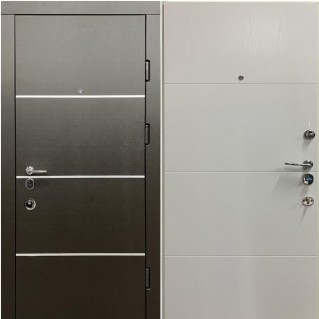 Дверь входная квартирного типа • Элит • Горизонталь (венге темное/белое дерево)